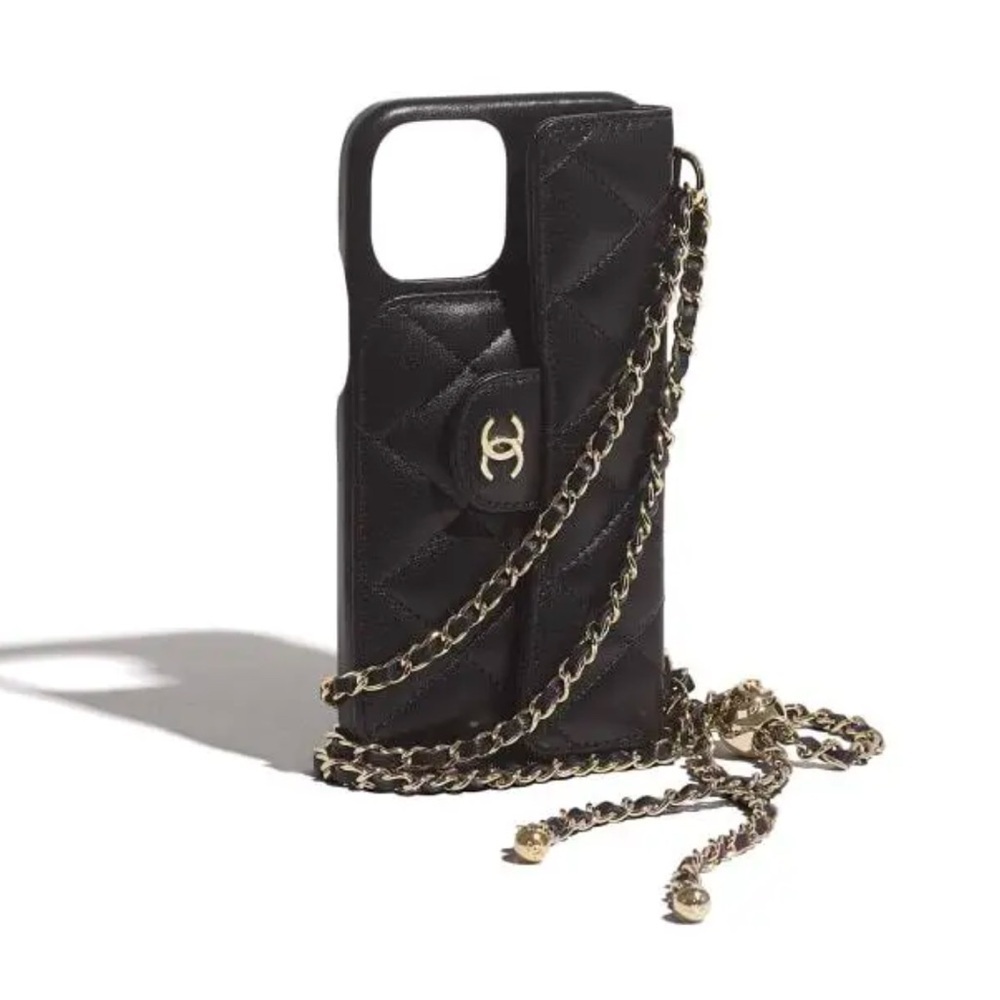 CHANEL 100% Authentic iPhone 12 Pro & 13 Pro Case w Chain & Credit Cards Pocket - Picture 3 of 14